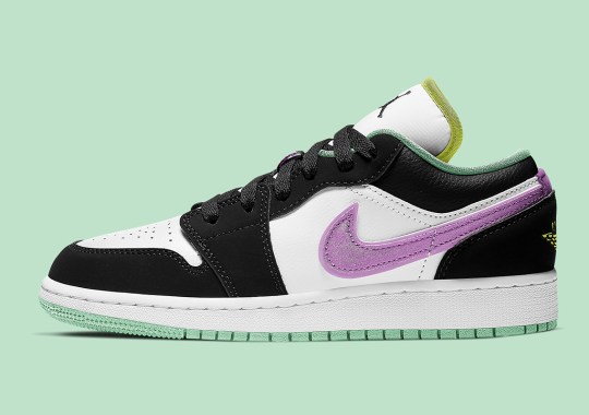 This GS Air Jordan 1 Low Transitions To Summer With Purple And Green Pastels