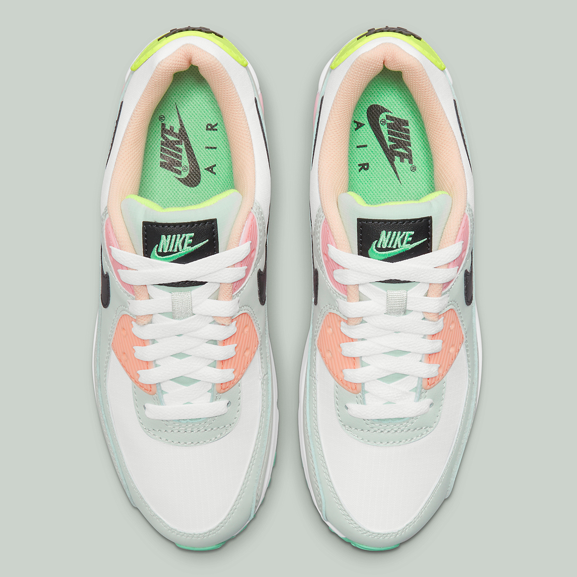 nike air max 90 white volt green