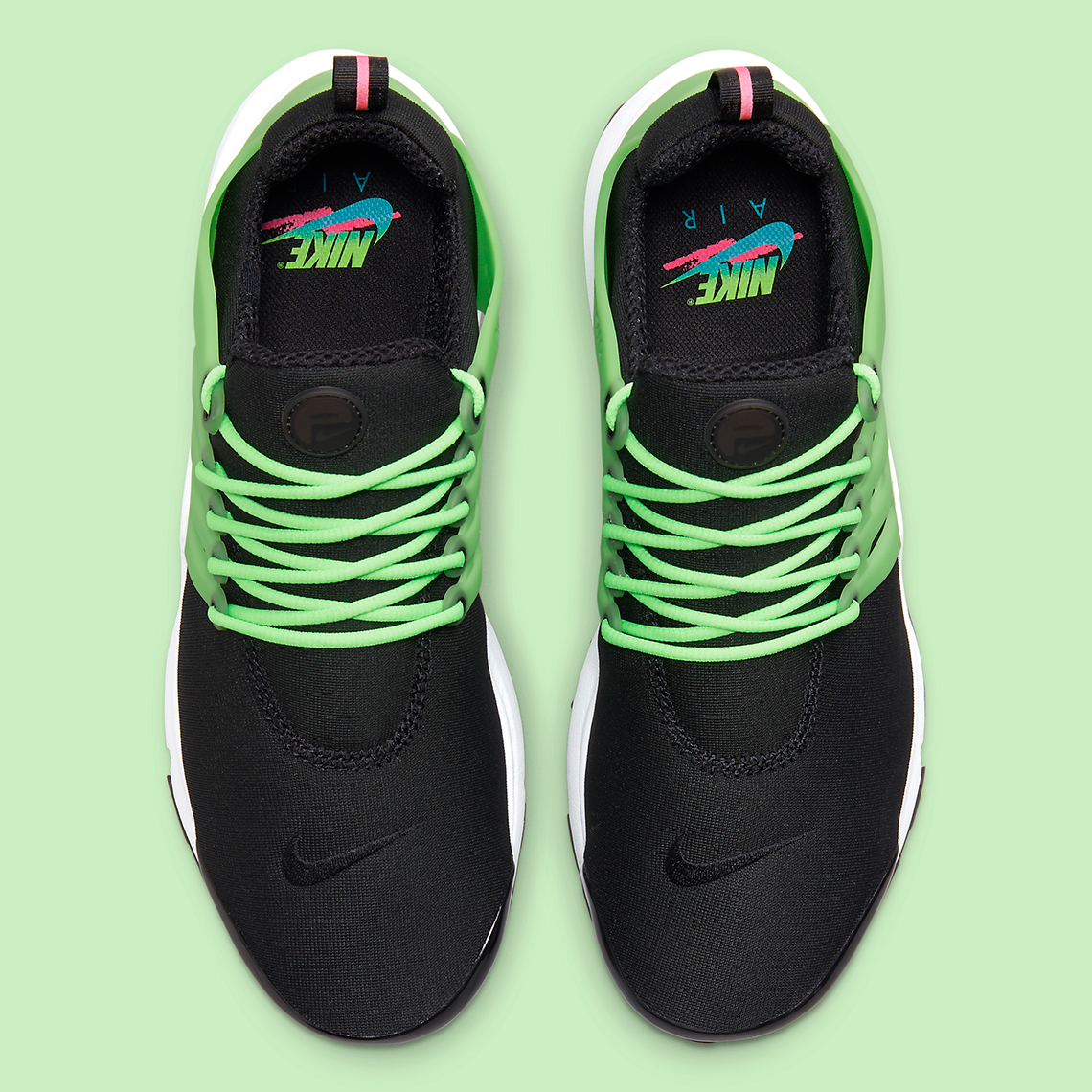 black nike presto pink green