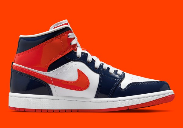 Air Jordan 1 Mid Patent Leather Navy Orange DJ5984-400 | SneakerNews.com