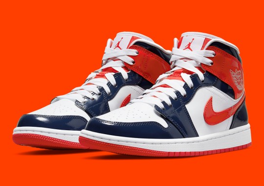 This Patent Leather Air Jordan 1 Mid Takes A “Champ Colors” Approach
