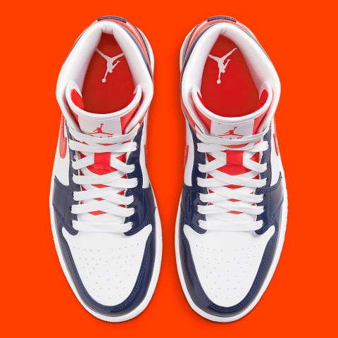 Air Jordan 1 Mid Patent Leather Navy Orange DJ5984-400 | SneakerNews.com