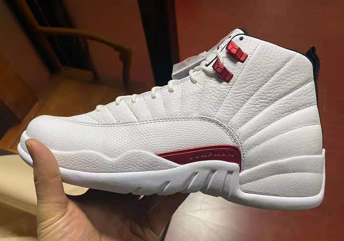 white and red jordan 12