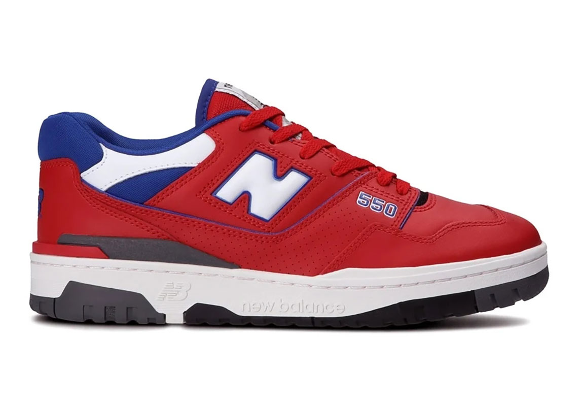 The New Balance 550 Appears In A Sporty Red And Royal