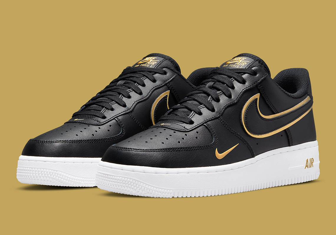 Nike Air Force 1 Low 07 LV8 Double Swoosh Olive Gold Black - DA8481-300