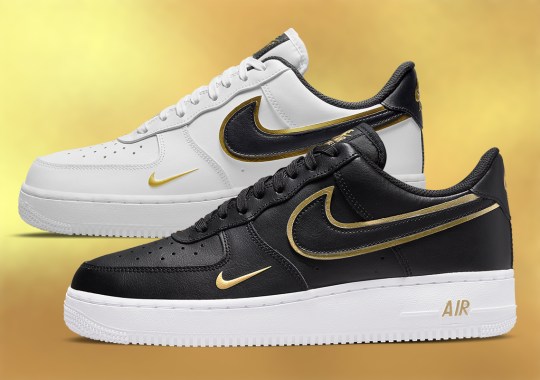 A Spectacular Duo Of Golden, Double-Stacked Nike Air Force 1s Are Coming