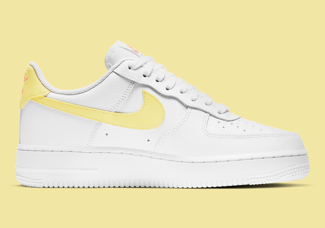 white and pastel yellow air force 1