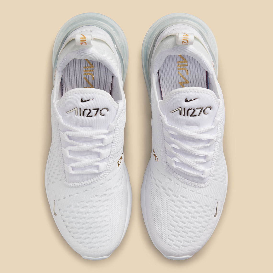 Nike air max shop white and gold womens