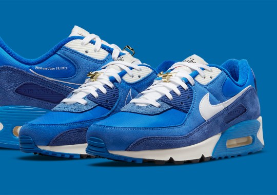 Nike Air Max 90 “First Use” Appears In A Vintage “Signal Blue”