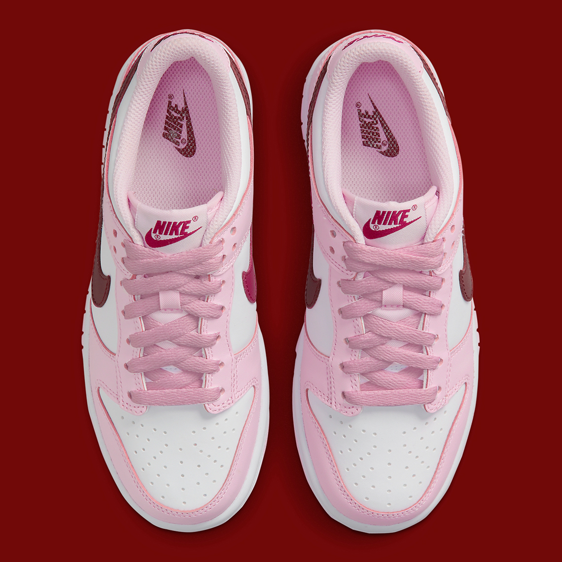 dunk low white pink red