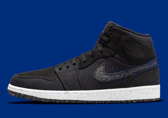 This Stealthy Air Jordan 1 Mid Crater Features Blue Contrast Stitching