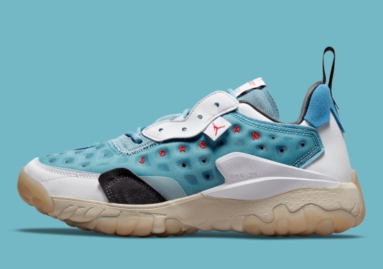 The Jordan Delta 2 Appears With Turquoise And Red Accents