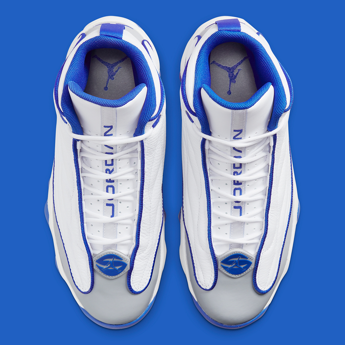 blue and white jordans pro strong