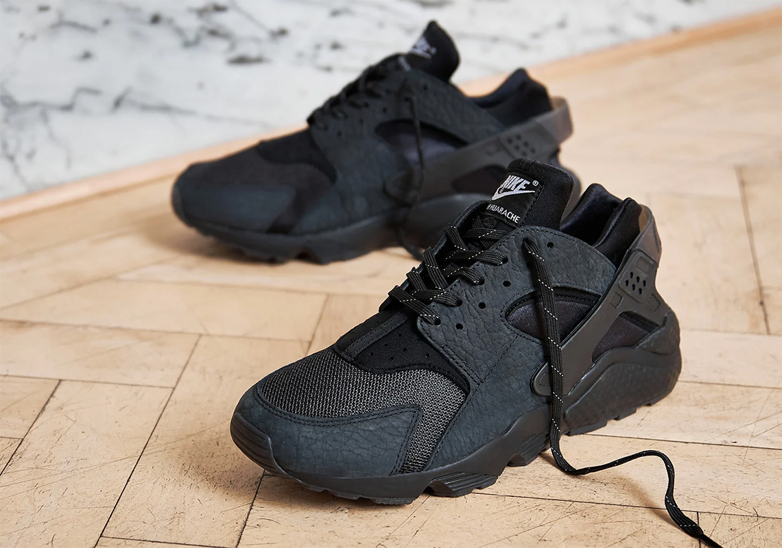 Nike Air Huarache Black Tumbled Leather