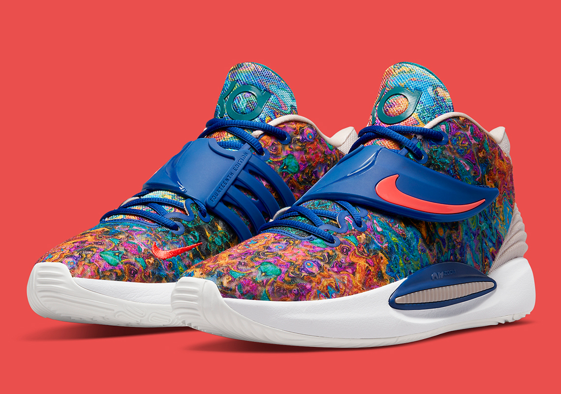 The Nike KD 14 "Deep Royal" Features Psychedelic Patterned Uppers