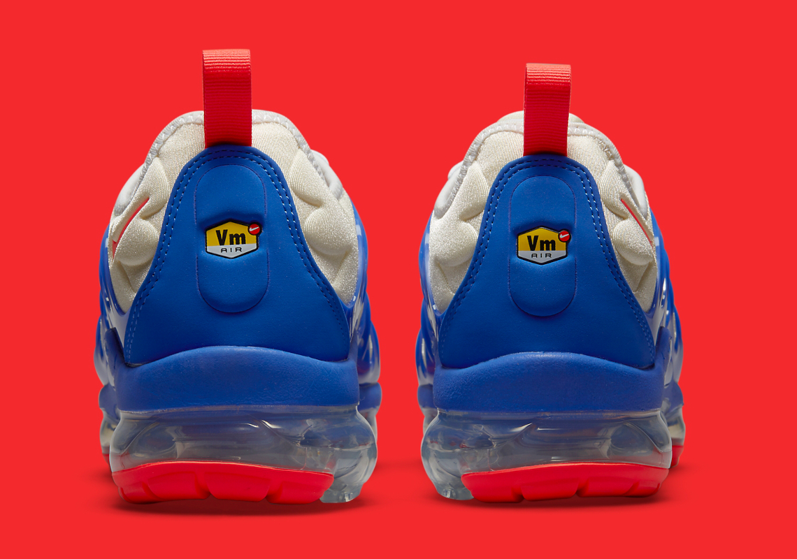 blue and red nike vapormax plus