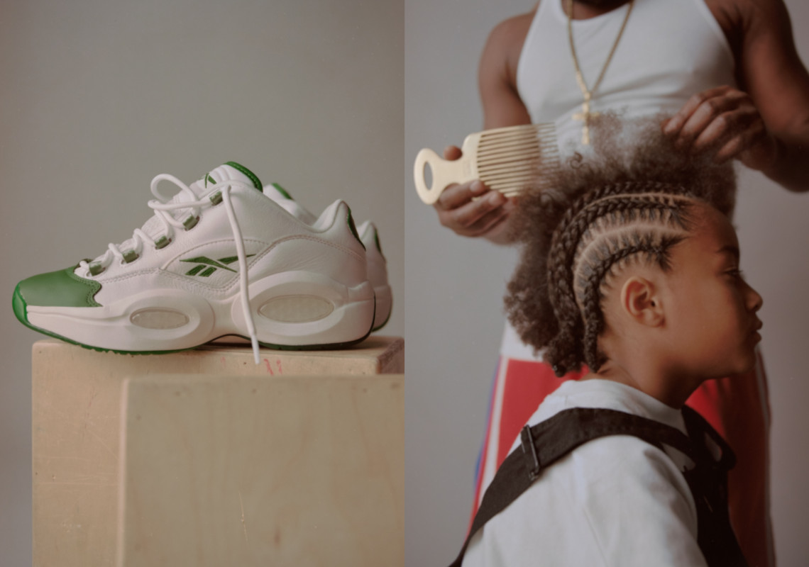 BSTN's Campaign For Reebok Question Low Green Toe Pays Tribute Iverson's  Signature Hairstyles •