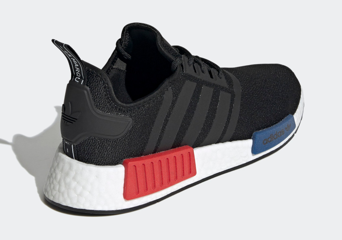 adidas nmd black blue and red