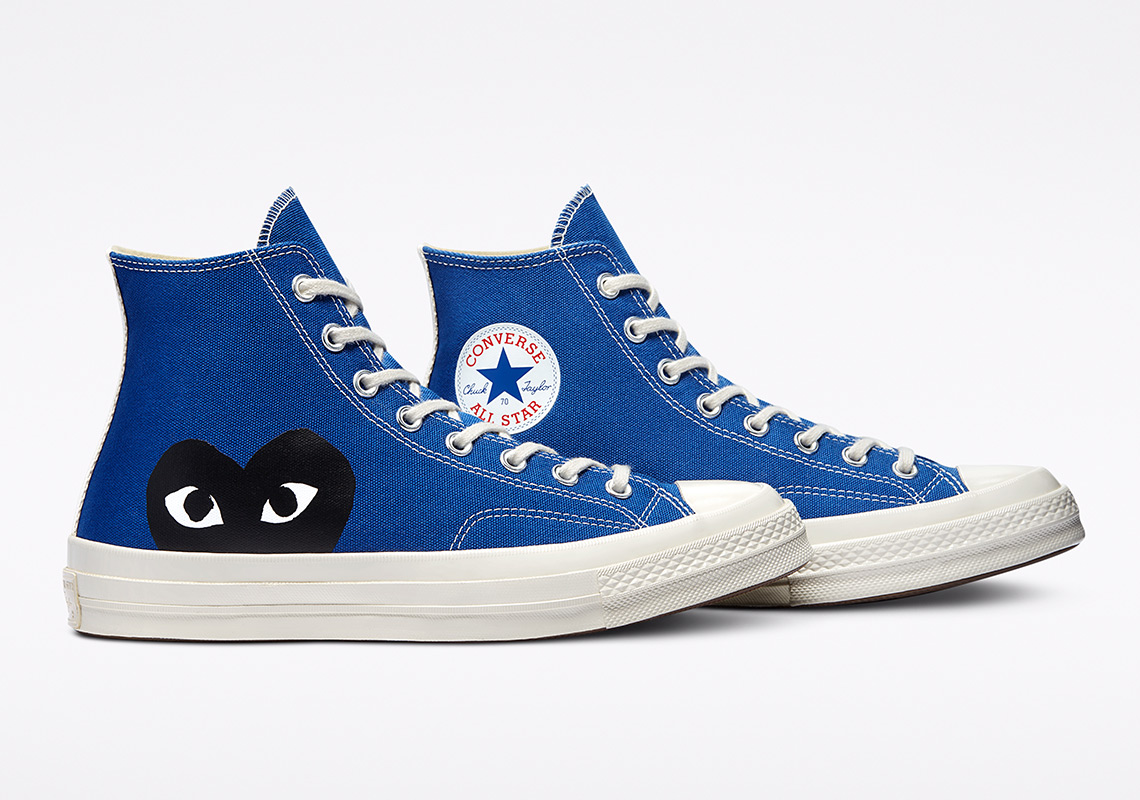 cdg converse blue heart