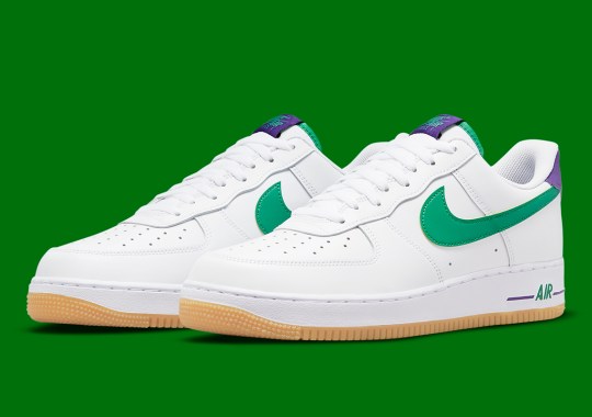 Green And Purple Pair Up To Accent A Gum-Soled Nike Air Force 1