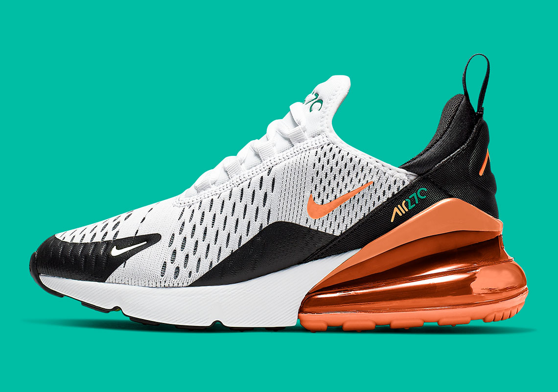 orange and black nike 270