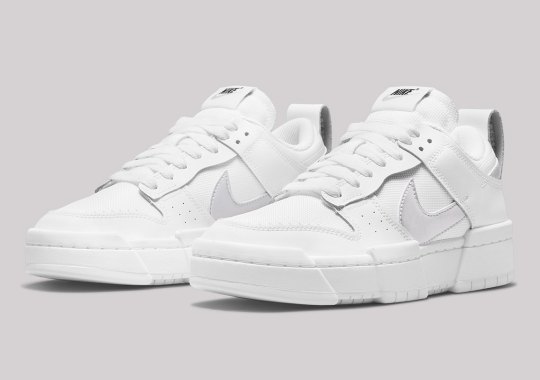 Sleek White And Metallic Silver Converge On This Latest Nike Dunk Low Disrupt