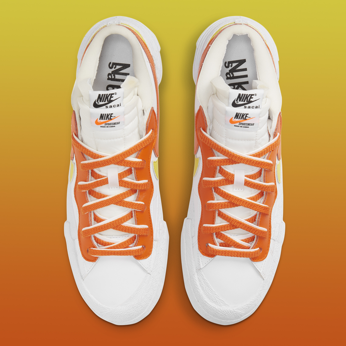 sacai Nike Blazer Low Orange Green DD1877-001 | SneakerNews.com