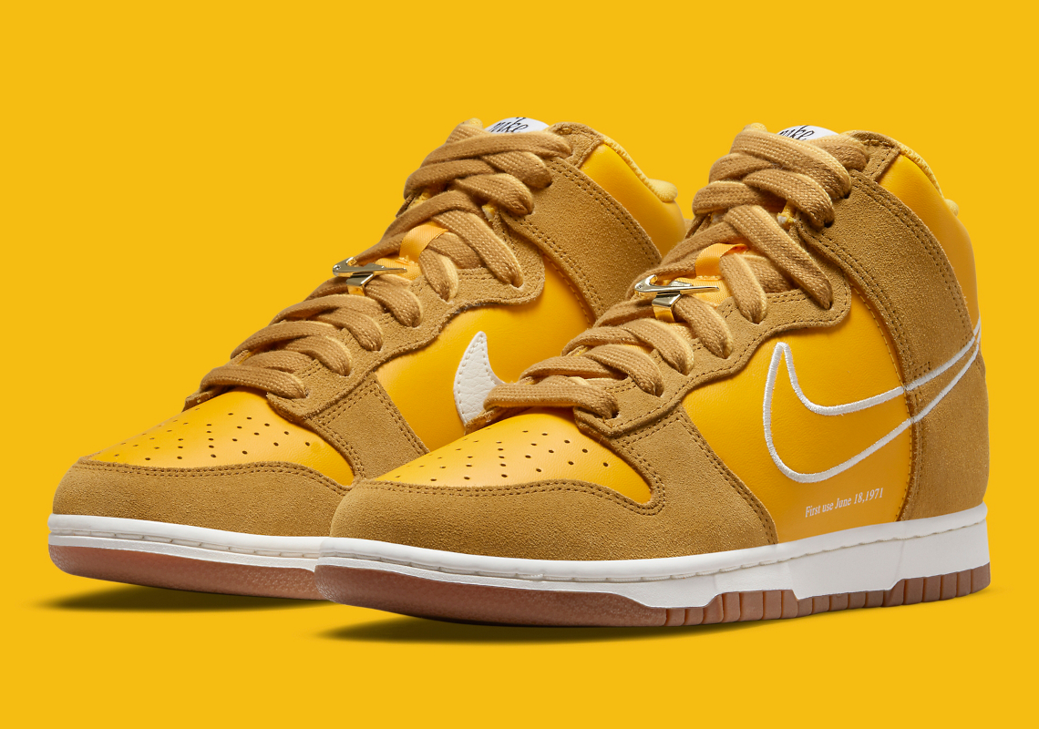 Nike Dunk High First Use Gold DH6758-700 Release | SneakerNews.com