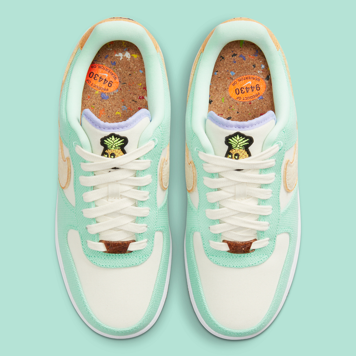  Nike Women's Air Force 1 Low '07 Limited Edition Pineapple,  Green Glow/Coconut Milk/Metall, 6.5