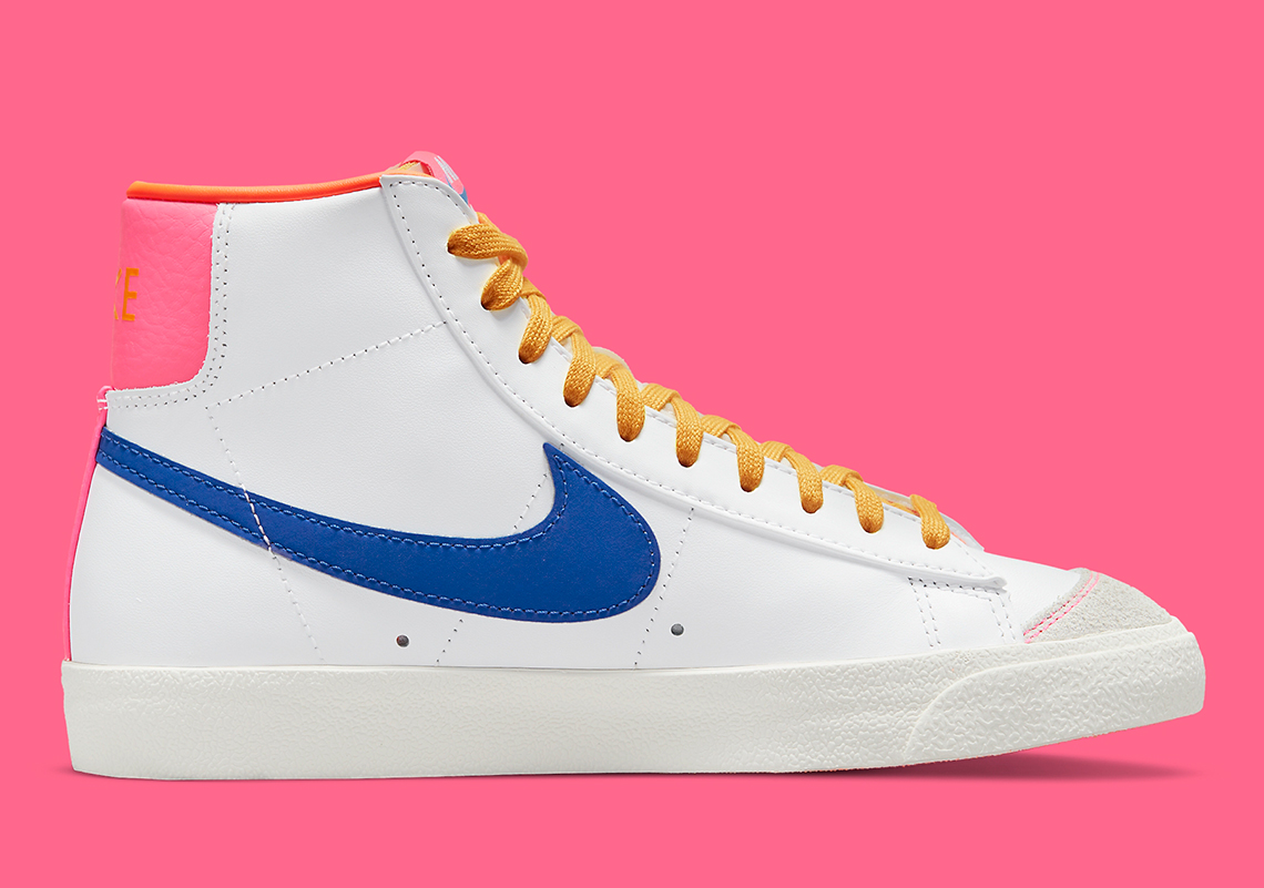 nike blazer mid 77 pink blue yellow