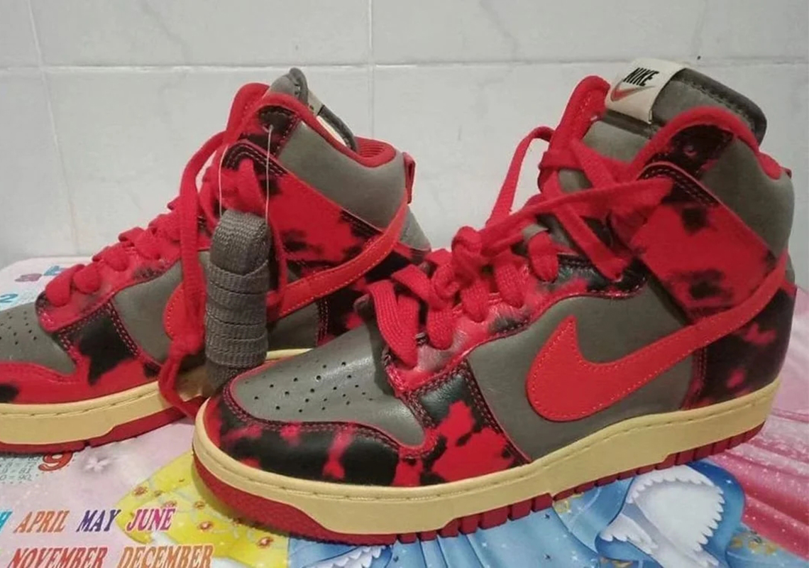 Red And Black Camouflage Accents This Upcoming nike Black Dunk High