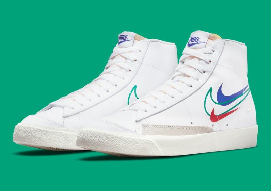 Olympic Colors And Multiple Swooshes Land On The “Summer Of Sport” Nike Blazer Mid ’77