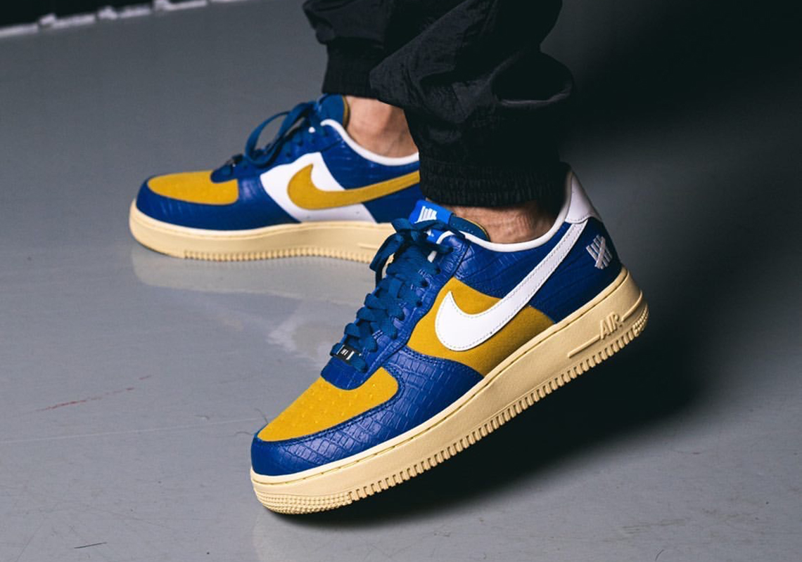Undefeated Nike Air Force 1 Blue Yellow Croc Skin | SneakerNews.com