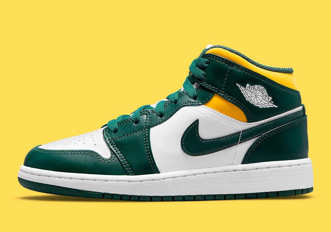 air jordan 1 mid green and yellow