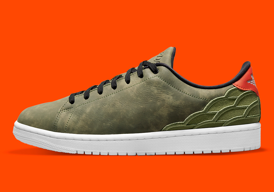 Olive green and outlet orange jordans