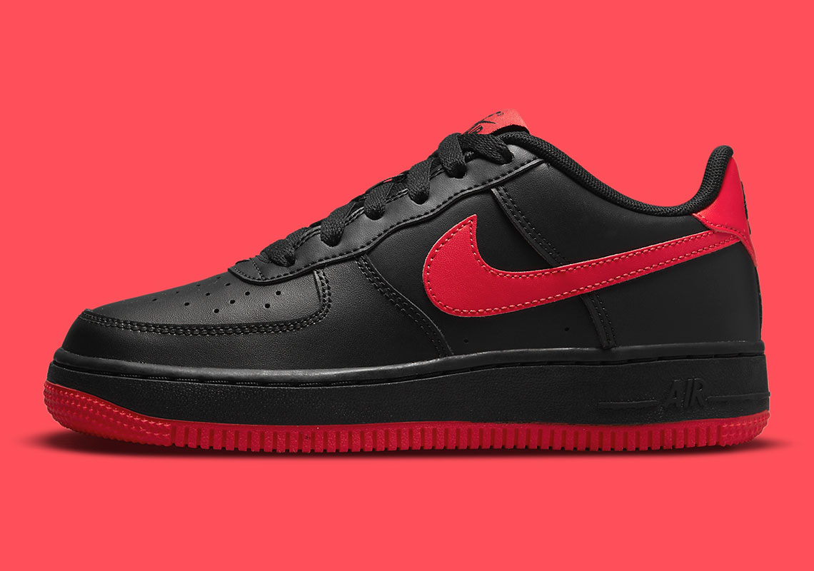 The Black and Red Air Force 1 Sneakers