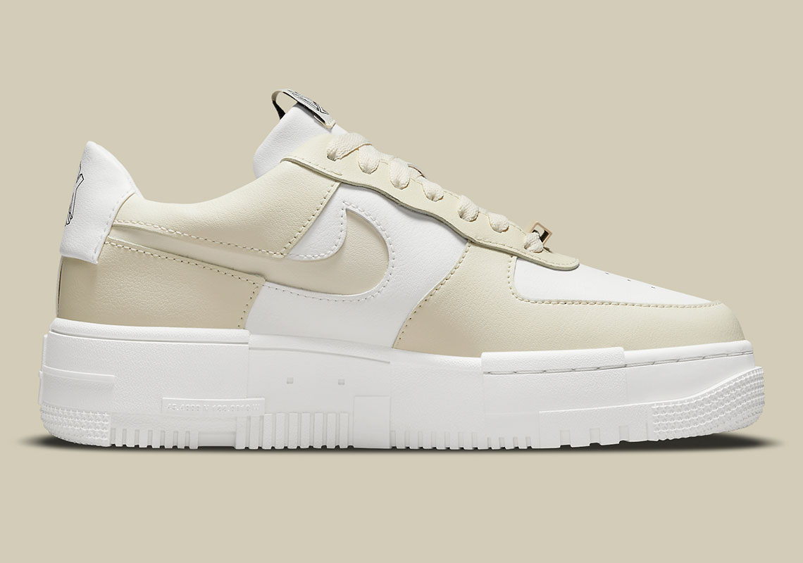 white air force with beige