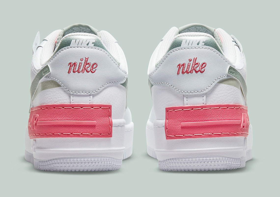 nike air force 1 shadow sneakers in white/jade smoke