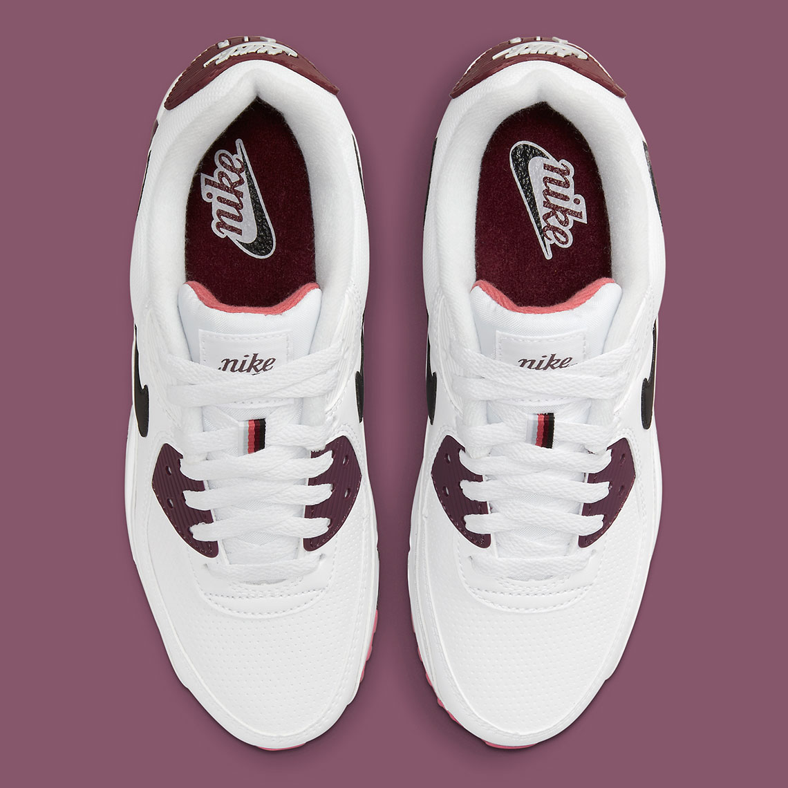 nike air max 90 maroon and white