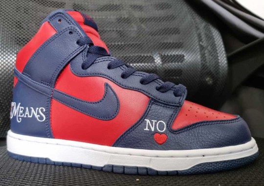 Supreme's Latest Nike Dunk High Appears In A Navy And Red Colorway