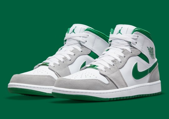The Air Jordan 1 Mid's Reign Continues With A Grey And Green Colorway