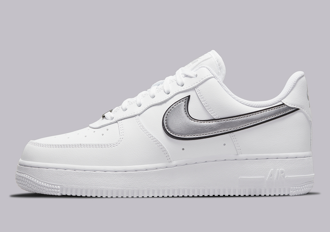 Nike Air Force 1 White Metallic Silver Black DD1523 100