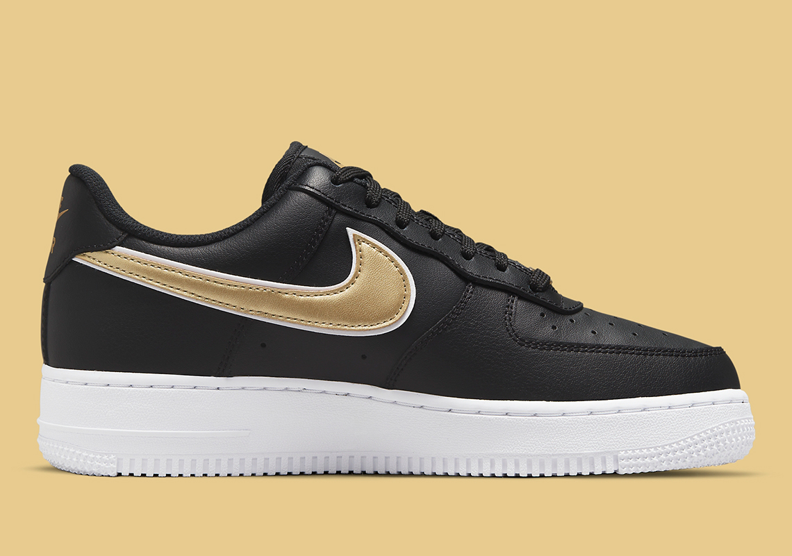 nike air force 1 gold and black