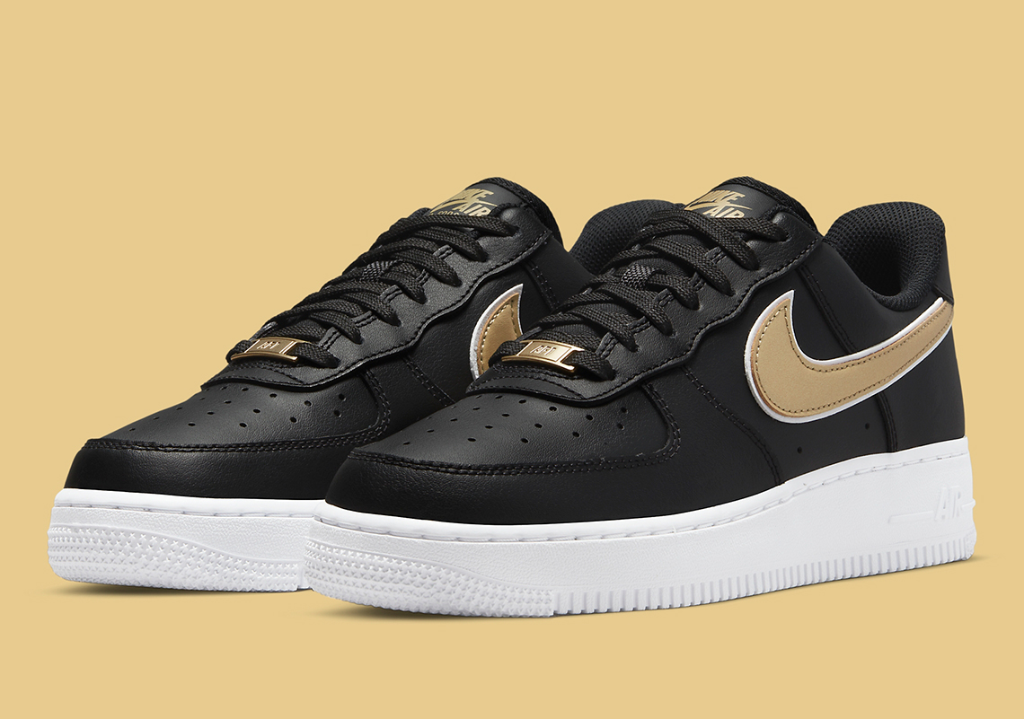 black and gold air force ones