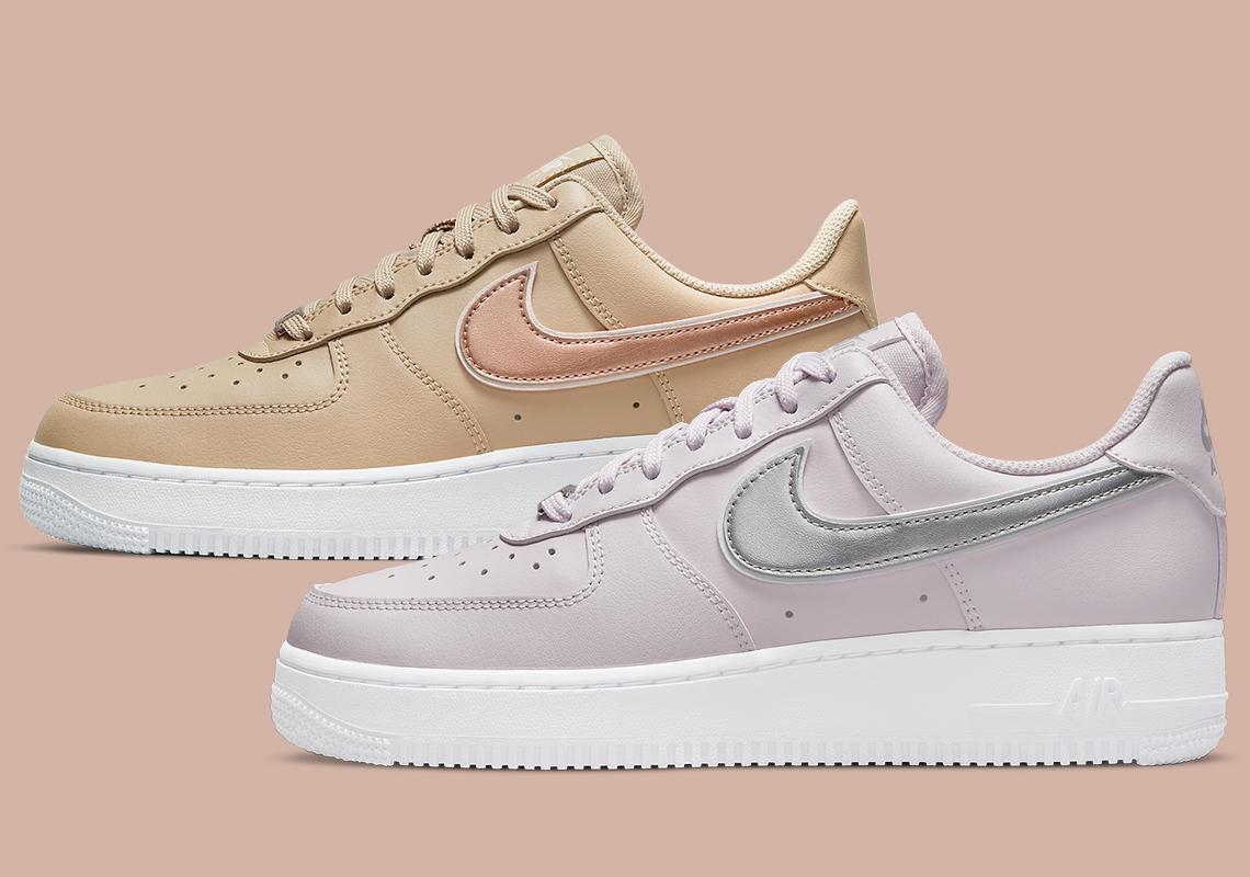 Metallic Swooshes Dress Up These Nike Air Force 1 Essential Colorways
