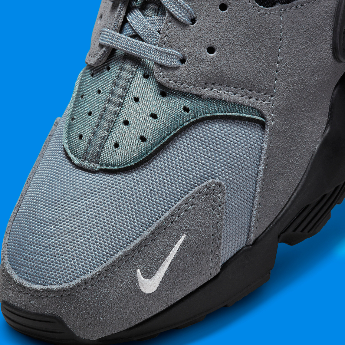 Nike Air Huarache Grey Laser Blue DO6708-001 | SneakerNews.com