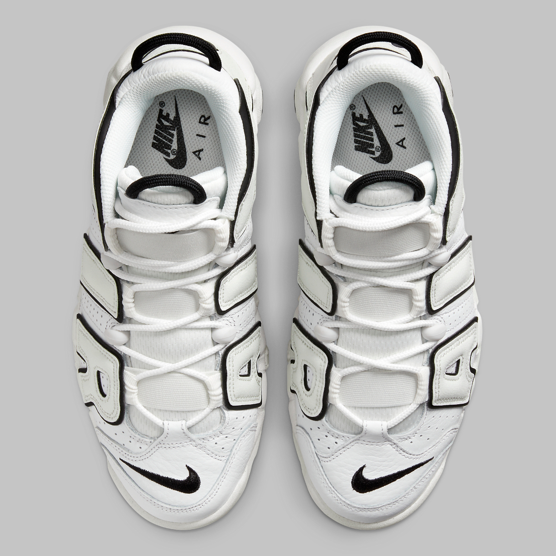 nike uptempo white black