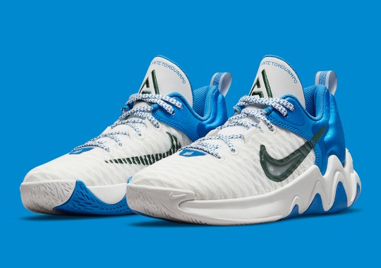 This Big Kids’ Nike Giannis Immortality Pairs “Signal Blue” With “Noble Green”