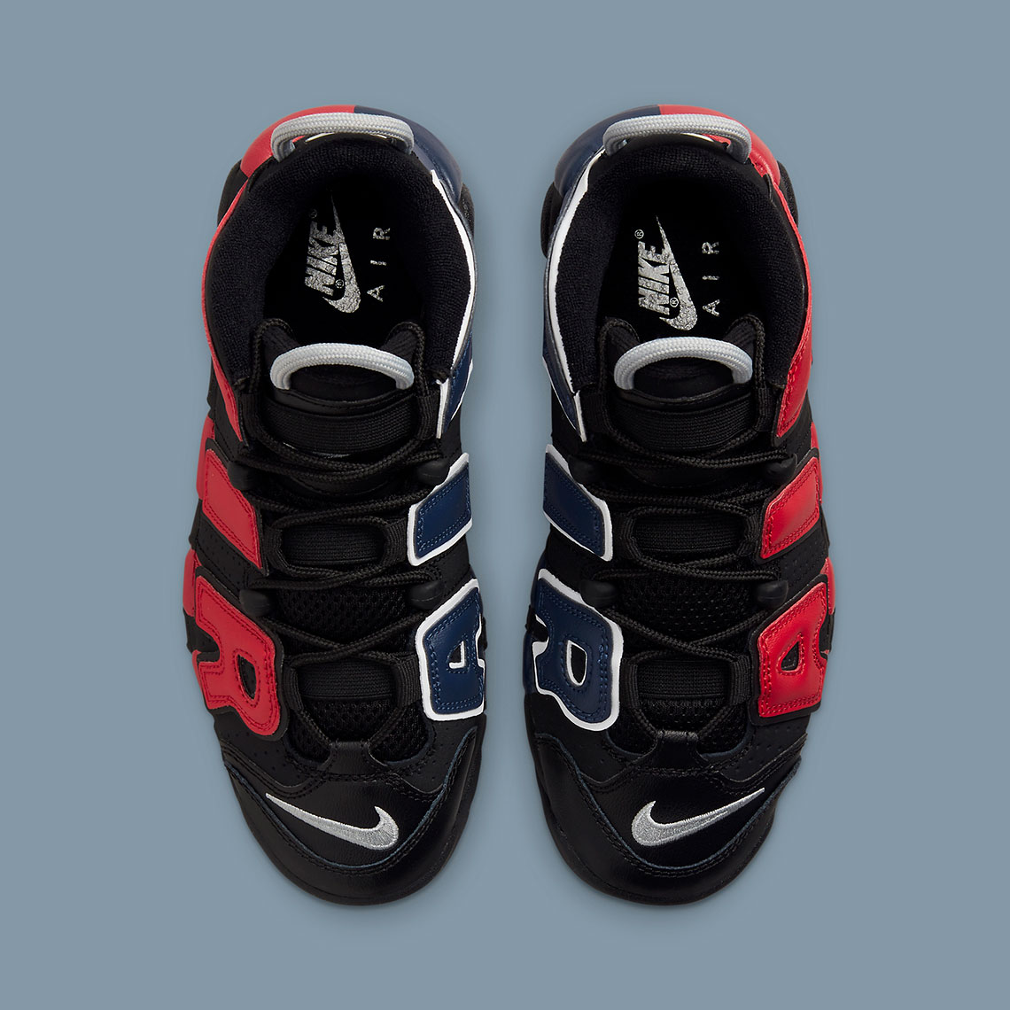 nike air uptempo black and red