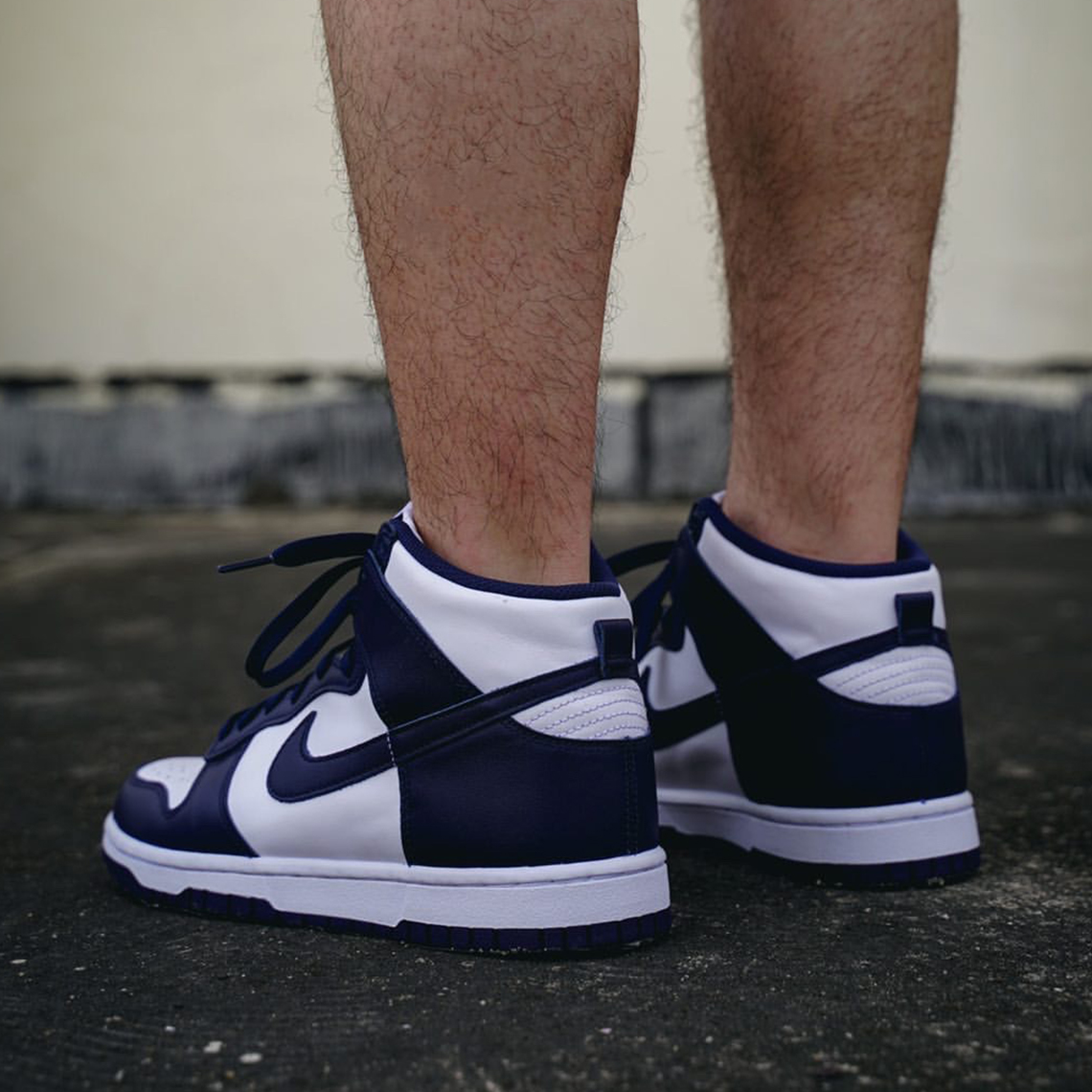 nike dunk high retro white navy